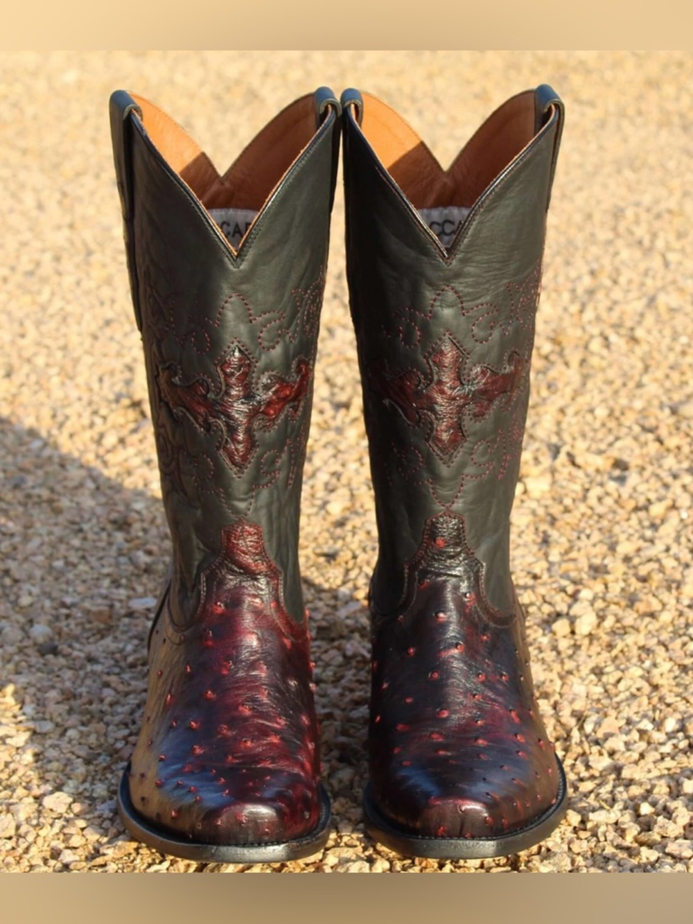 Vaccari black cherry Handcrafted Cowboy Boots - 9 D